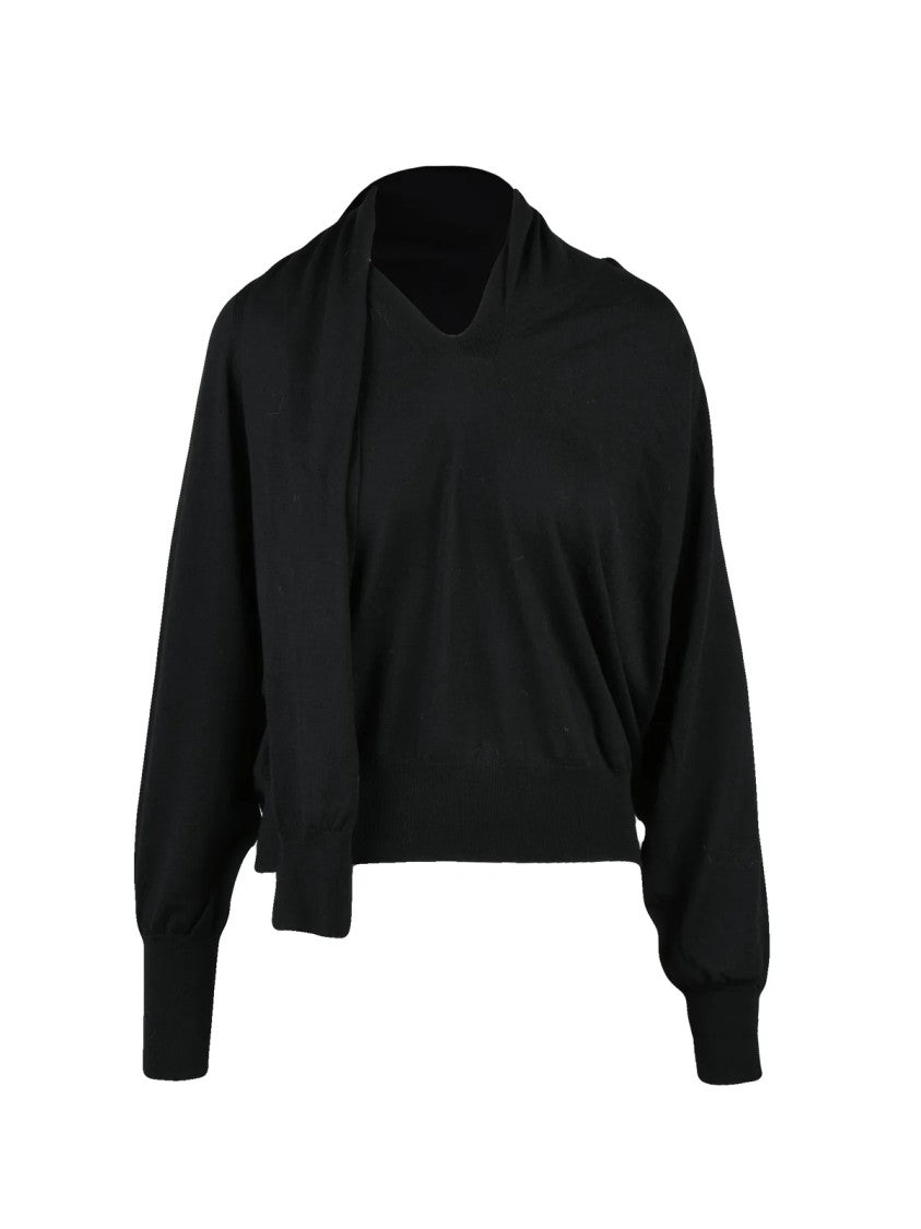 Jucca V-Neck Virgin Wool Sweater With Shawl Collar