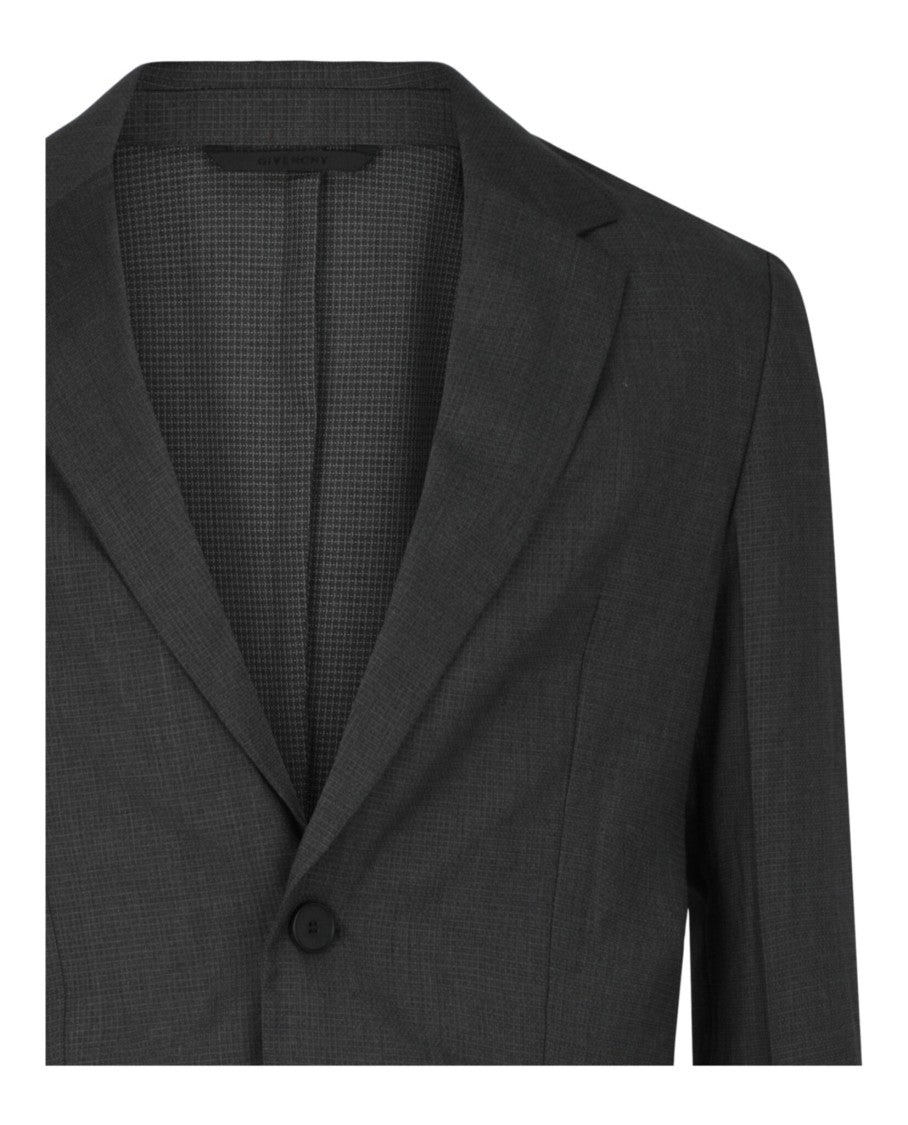 Givenchy Single-Breasted Blazer With Notched Lapels And Woven Check Pattern