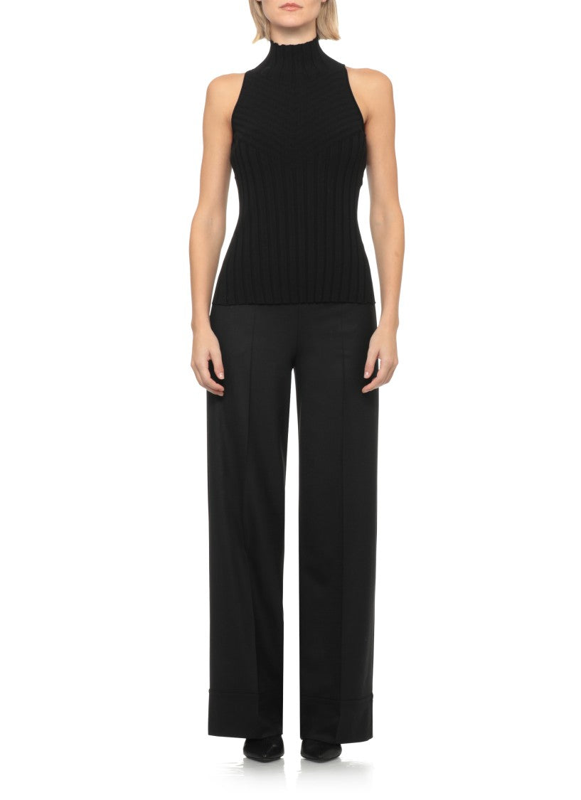 D. Exterior Black Ribbed Viscose Tank Top