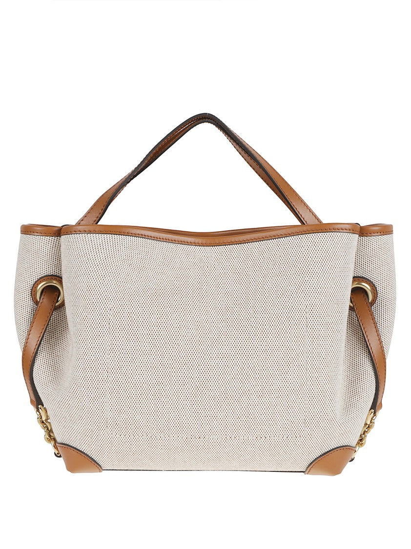 Chloé Double-Handle Cotton Canvas Bag With Calf Leather Trims