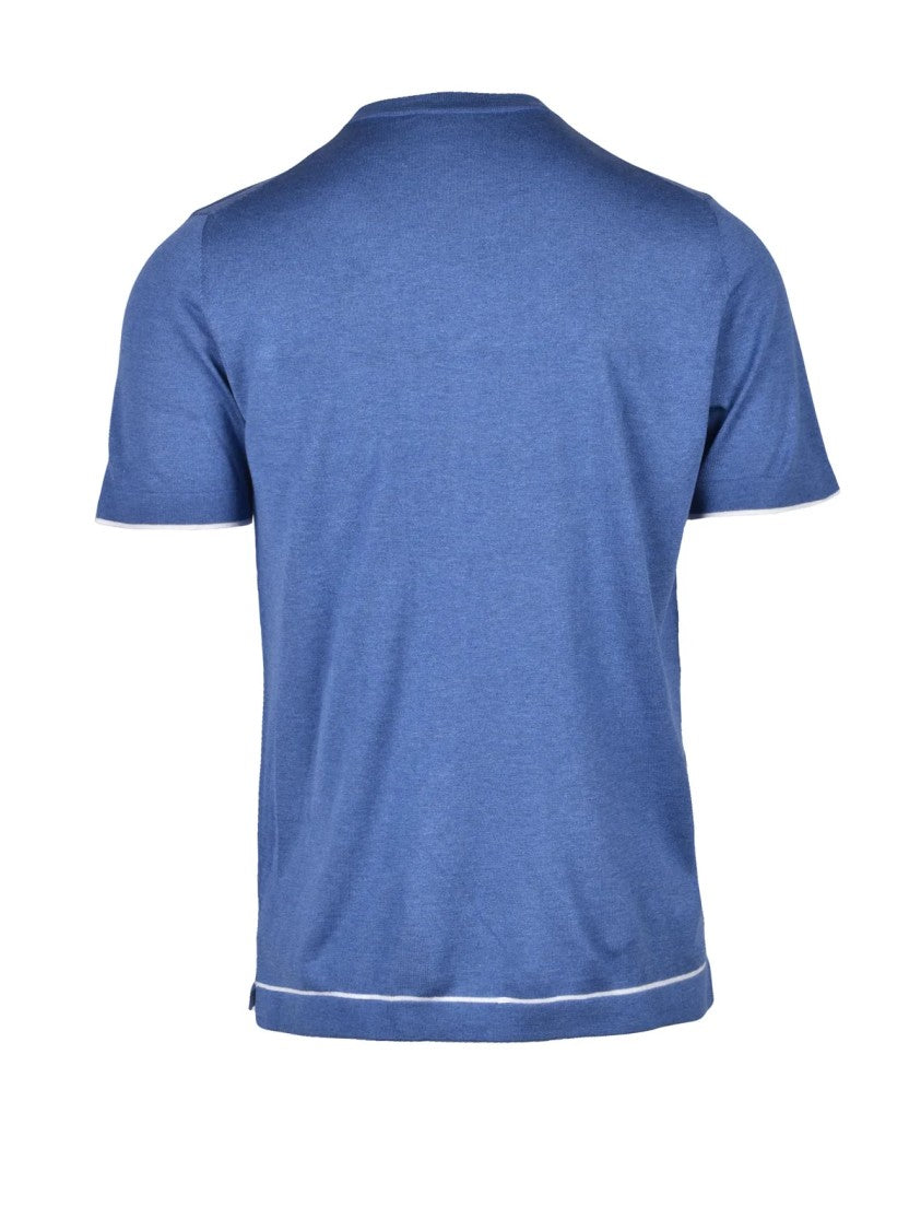 Fama Fama Blue Silk-Cotton Knit T-Shirt