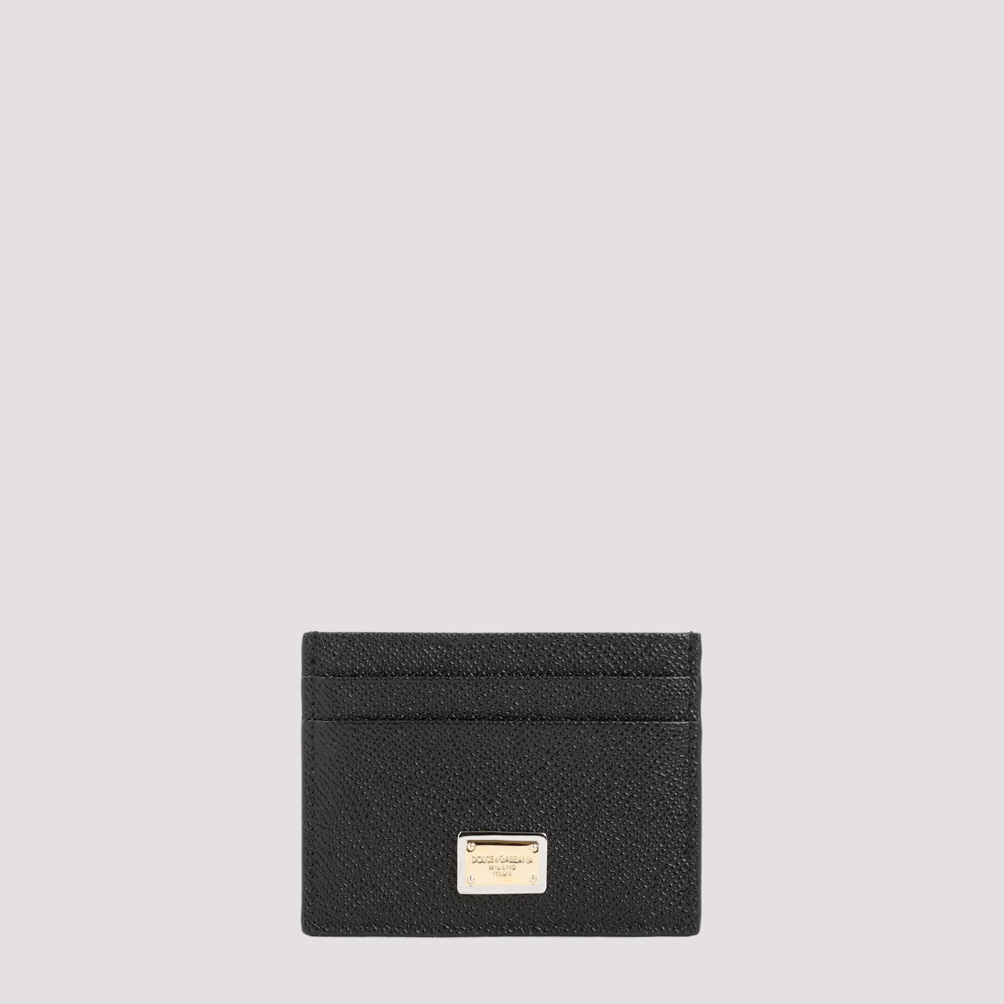 Dolce & Gabbana Black Leather Cardholder With Logo Plaque