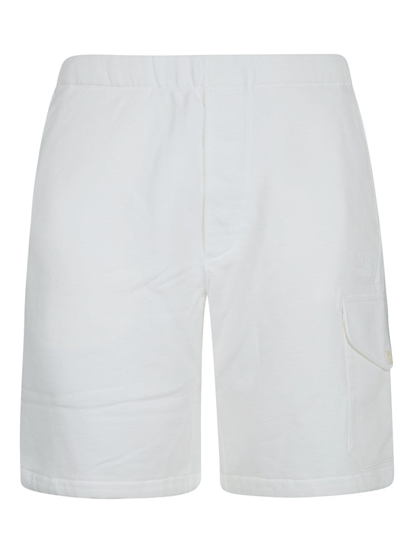 C.P. Company White Bermuda Shorts With Flap Pockets