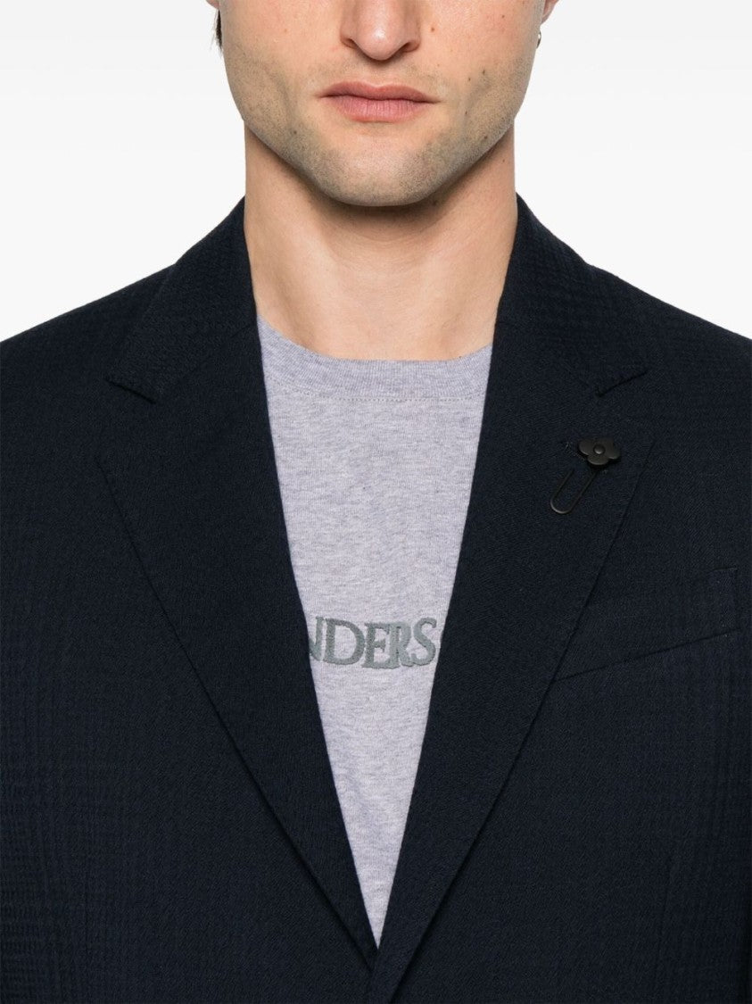 Lardini Navy Blue Tailored Jacket With Functional Pockets