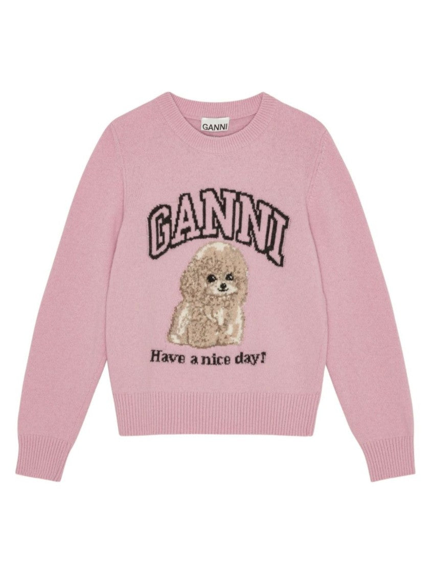 Ganni Playful Poodle Wool Sweater