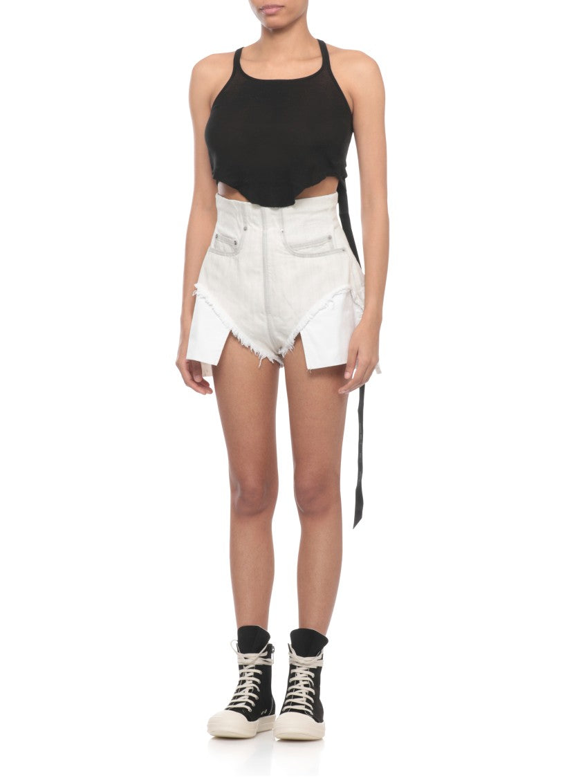 Drkshdw By Rick Owens Black Lace Detail Cotton Tank Top