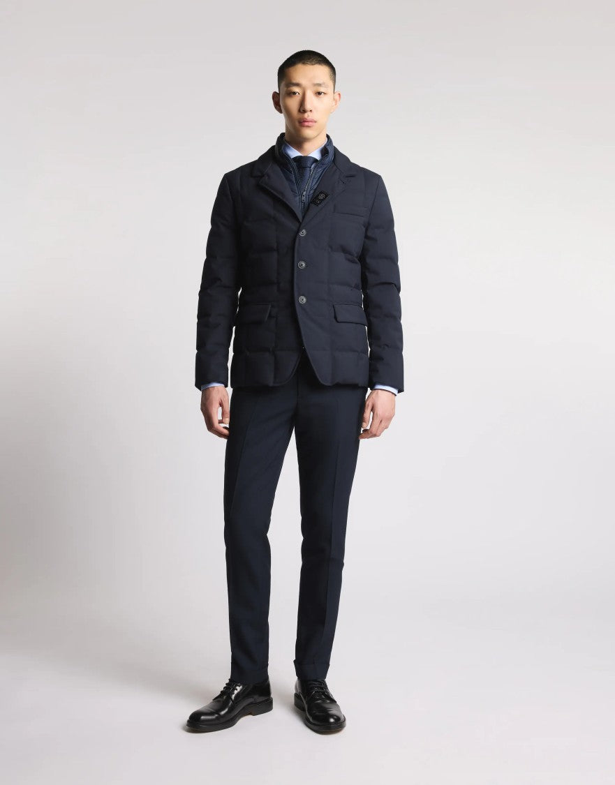 Fay Quilted Navy Down Jacket With Tailored Fit