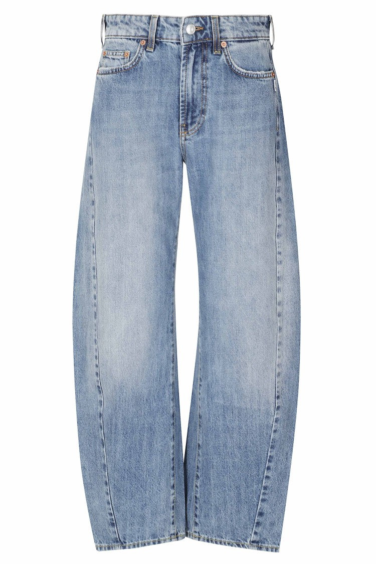 Department 5 Blue Cotton Curved Banana-Leg Jeans