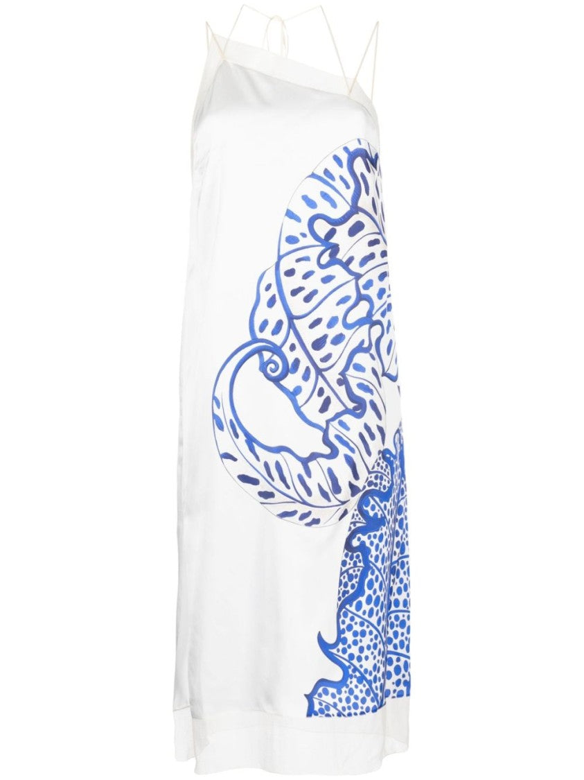 Ferragamo Floral-Print Silk Midi Dress