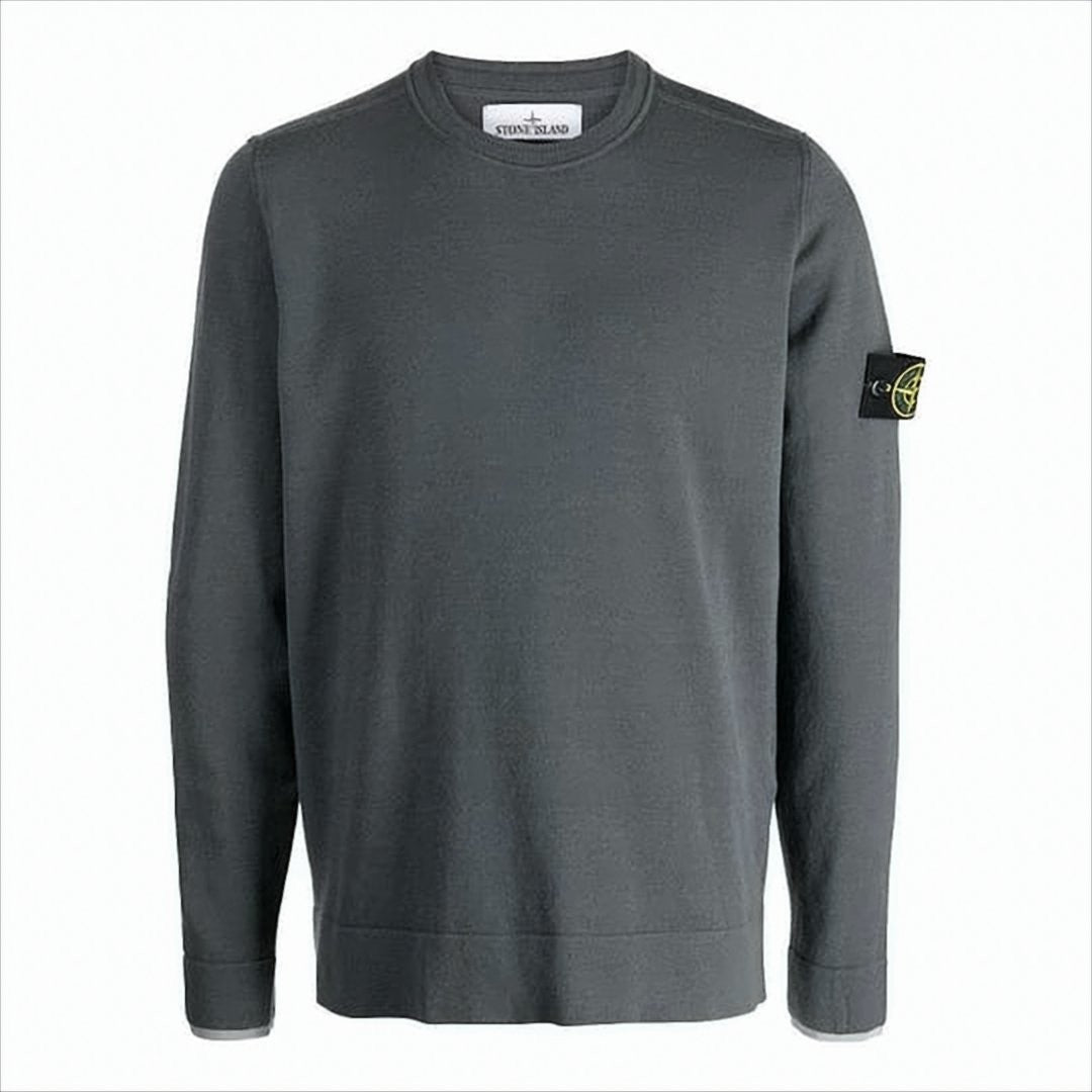 Stone Island Long Sleeve Dark Grey Knit Sweater