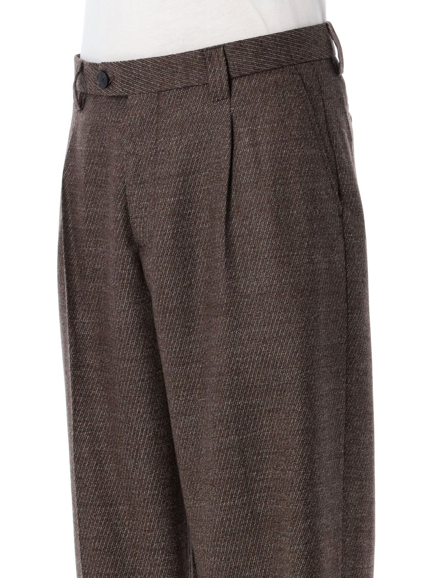 Mfpen Brown Textured Wide-Leg Trousers