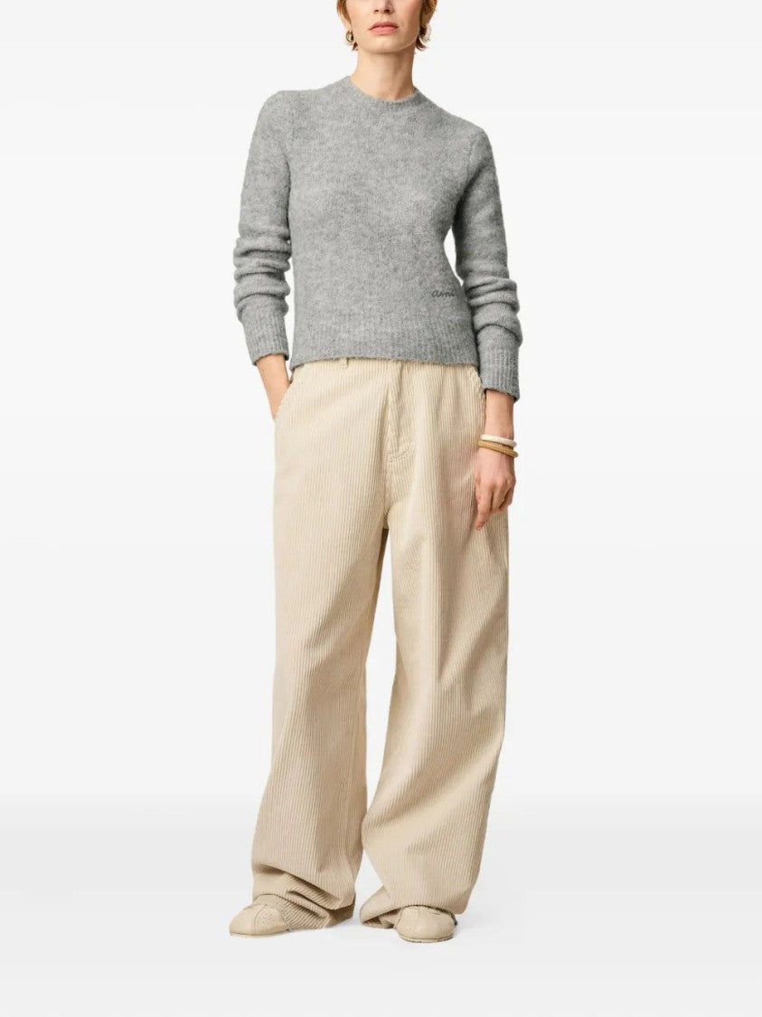 Ami Cotton Wide-Leg Trousers