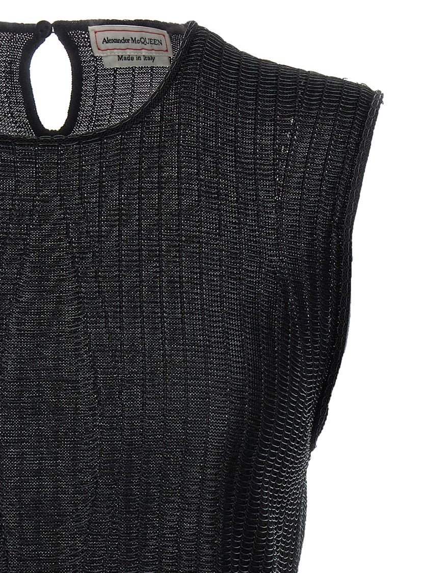 Mcqueen Sleeveless Armor-Effect Top With Modern Aesthetic And Keyhole Detail