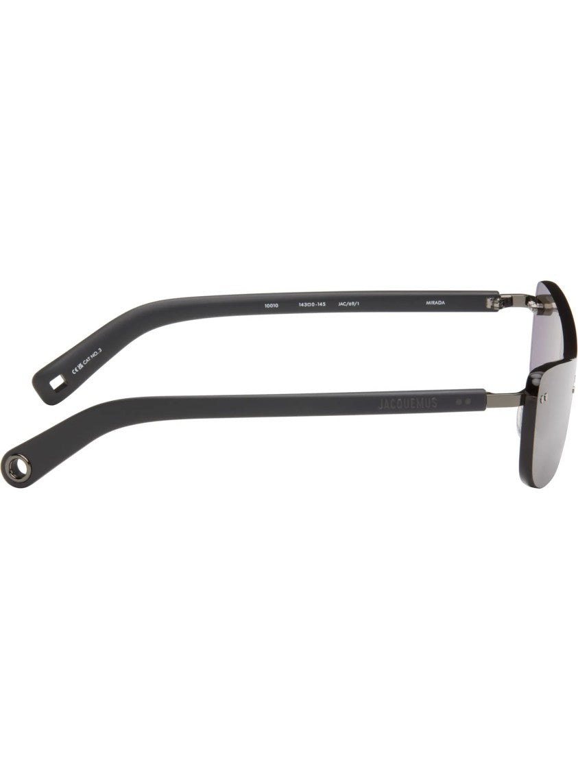 Jacquemus Jacquemus Mirada Grey Acetate Sunglasses With Elongated Lenses