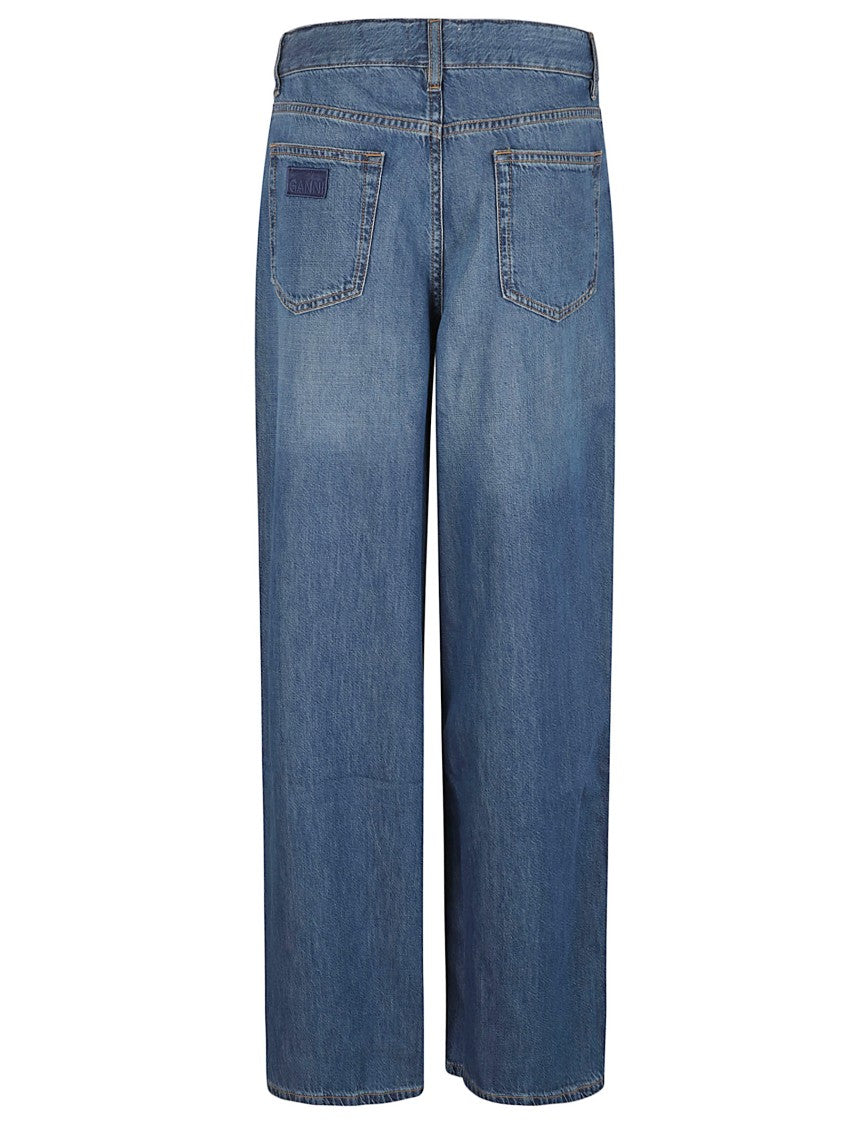Ganni Wide-Leg Denim Jeans With Relaxed Fit