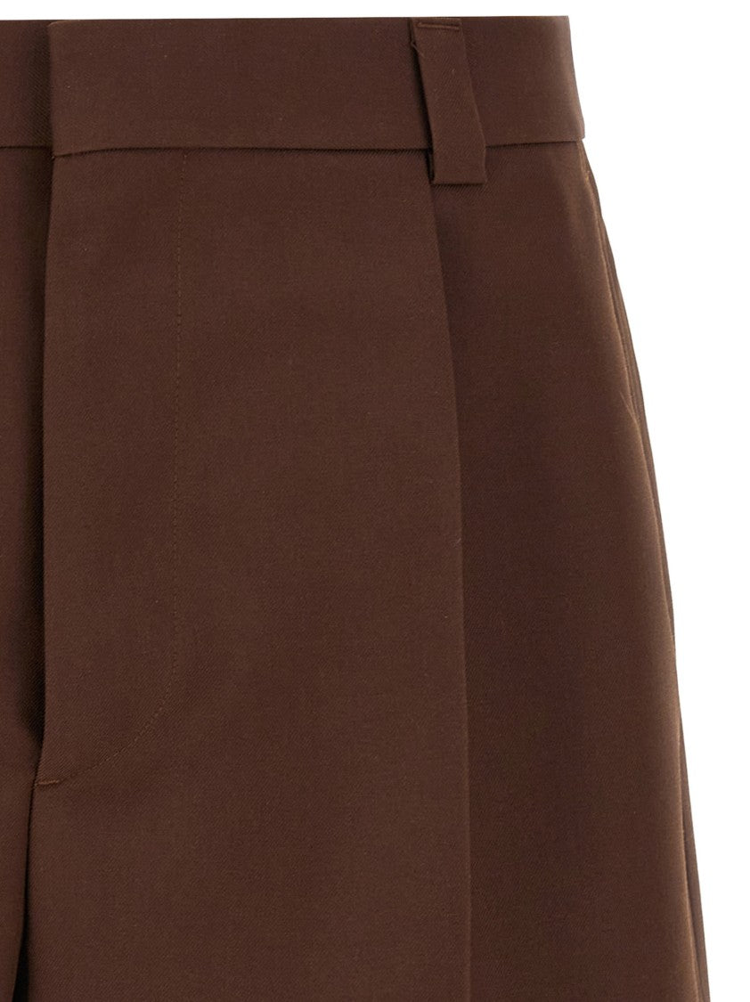 Gucci Tailored Wool Twill Shorts With Embossed Logo Detail