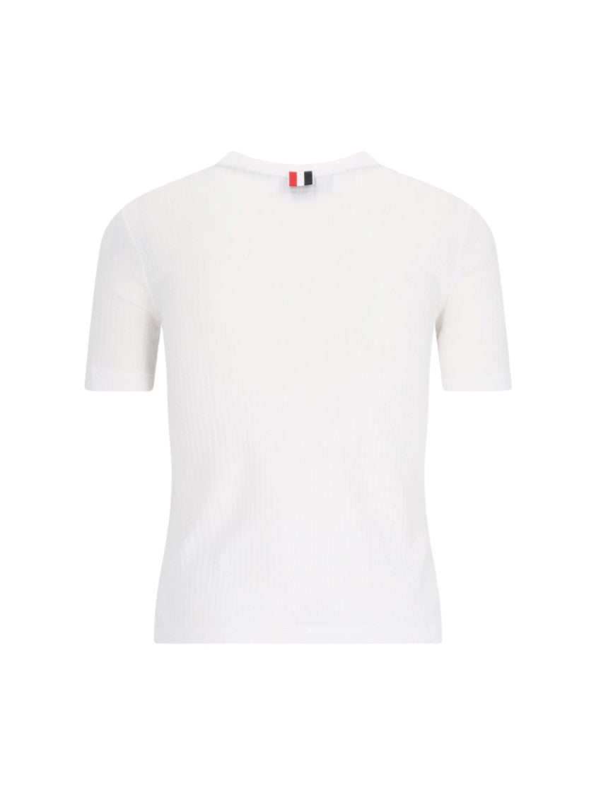 Thom Browne "Three Stripes" Logo T-Shirt – White