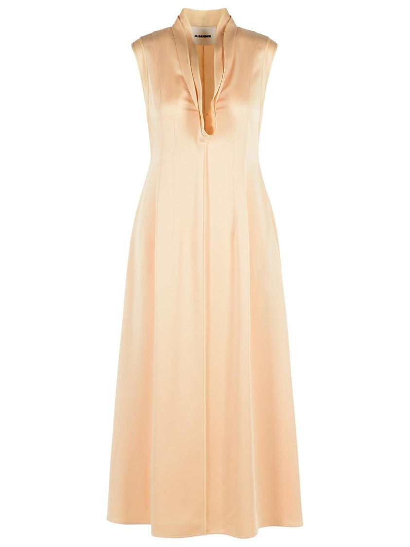 Jil Sander Acetate And Peach Viscose Dress