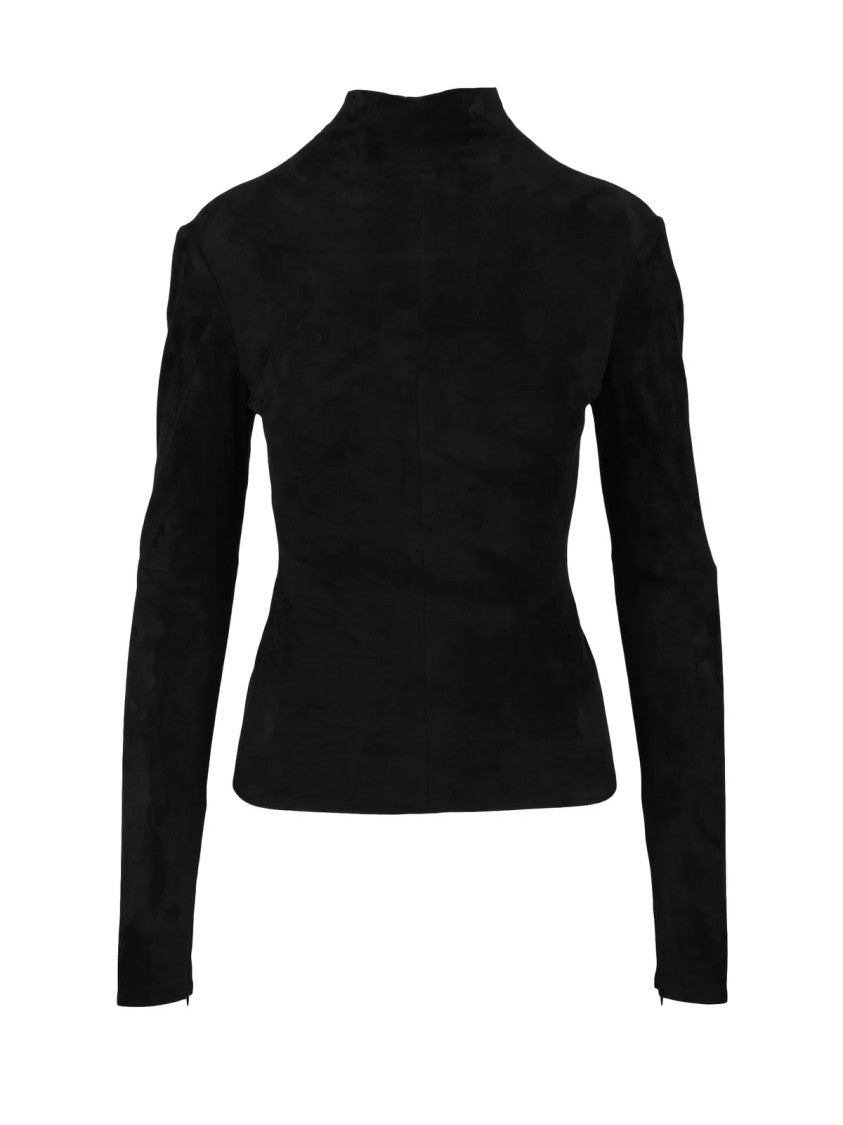 Ferragamo Black Turtleneck Suede