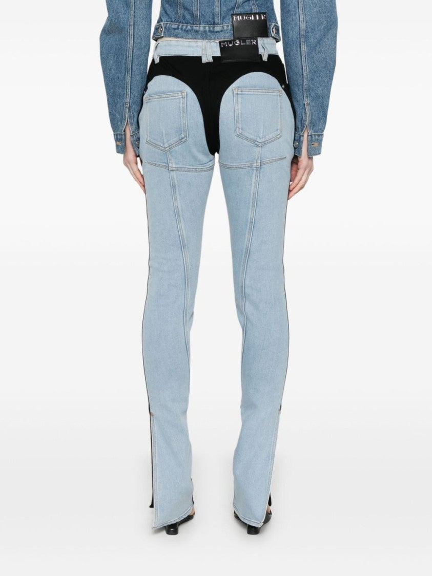 Mugler Two-Tone Skinny Jeans