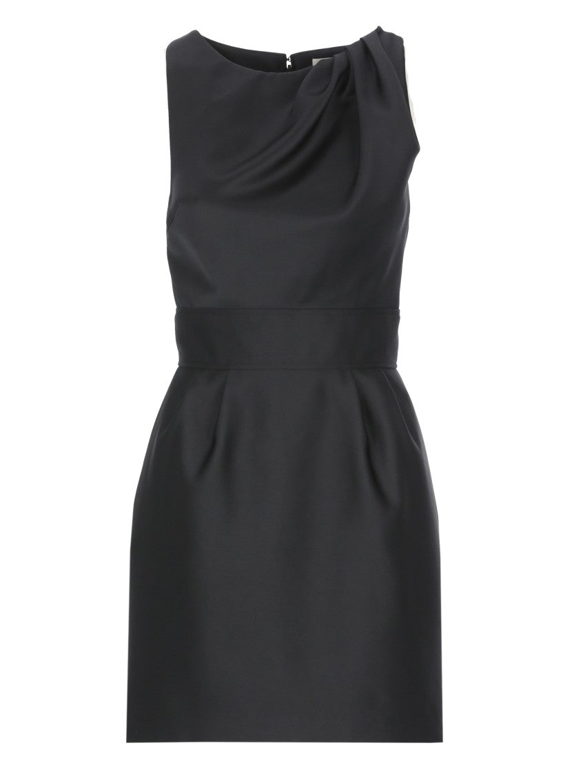 Elisabetta Franchi Sleeveless Black Mini Dress With Metallic Logo Detail