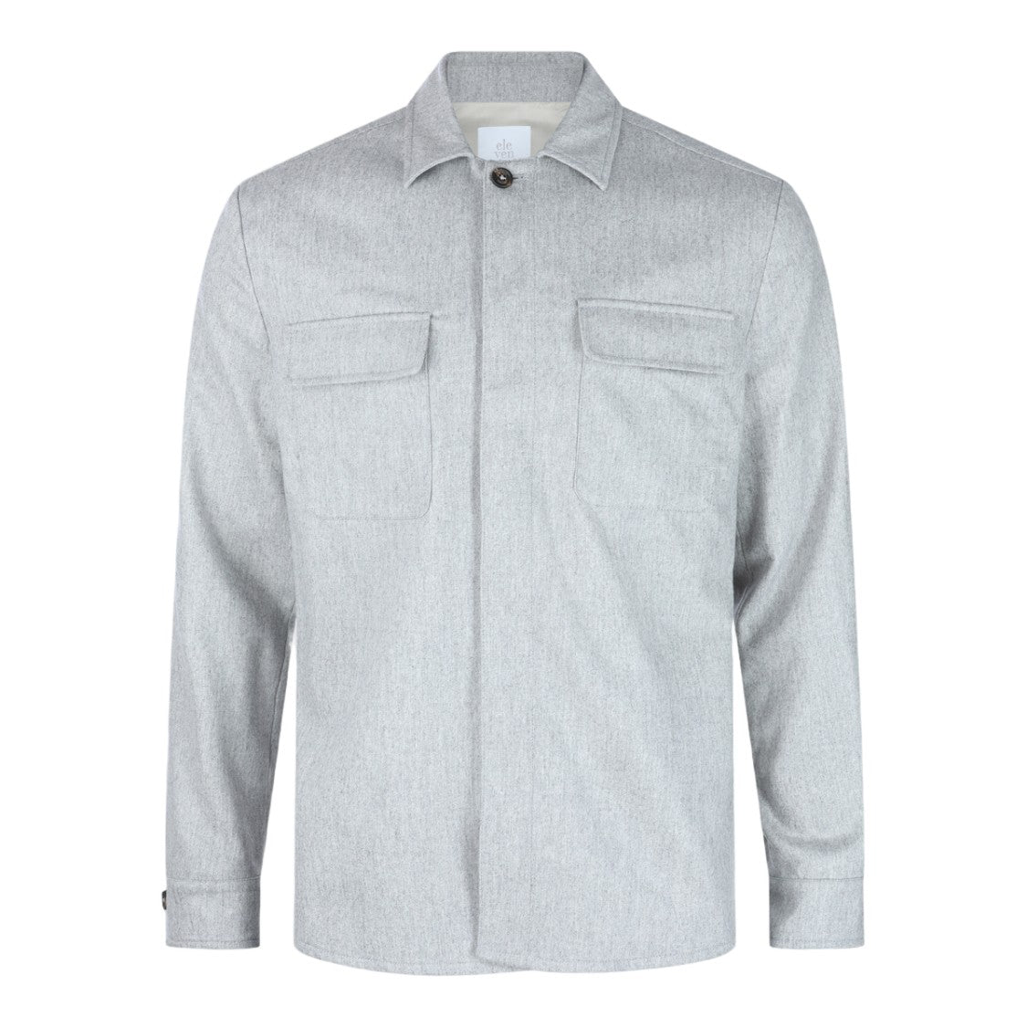 Eleventy Light Grey Long-Sleeve Shirt With Classic Collar