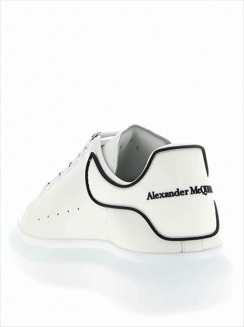 Alexander Mcqueen Low-Top Calf Leather Sneakers With Black Piping Accents