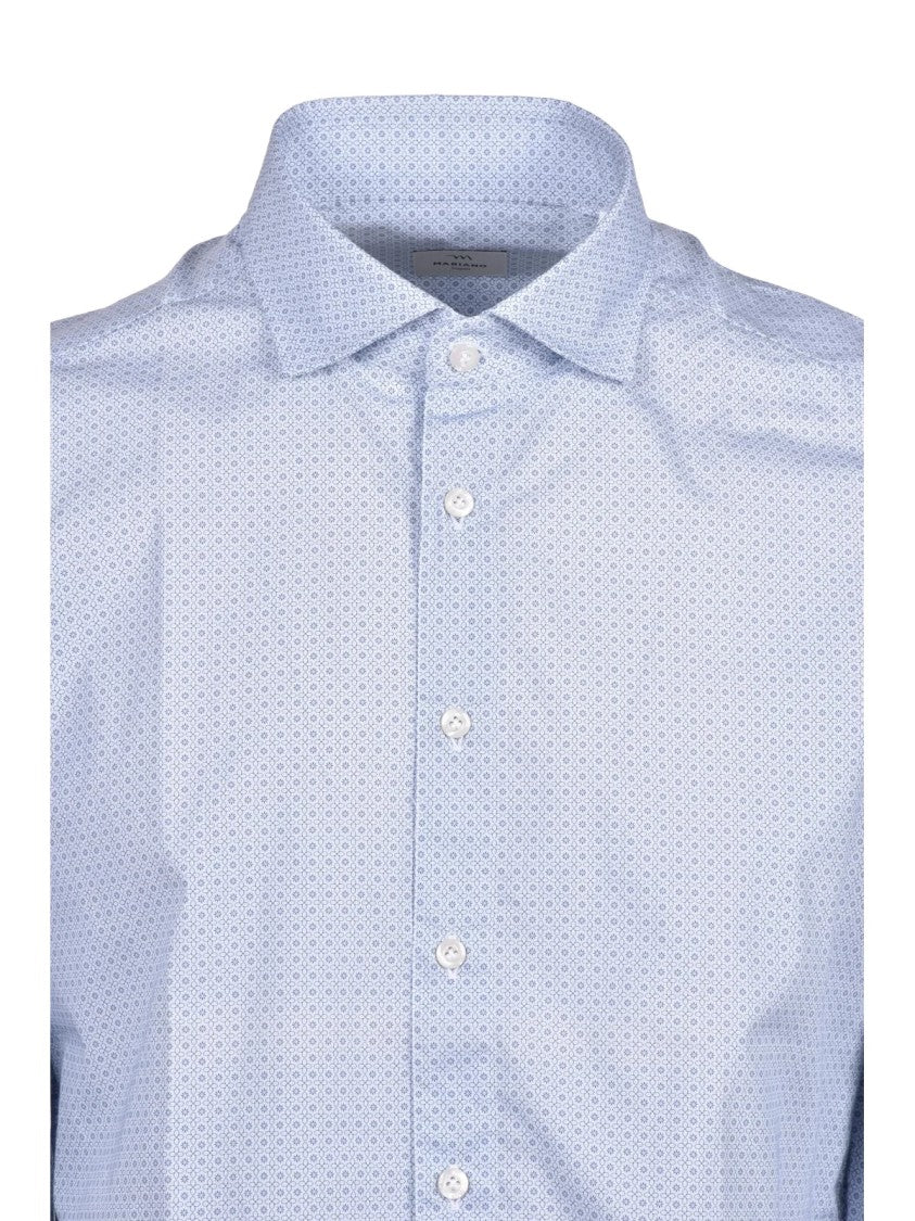 Mariano Napoli Light Blue Geometric Print Cotton Shirt