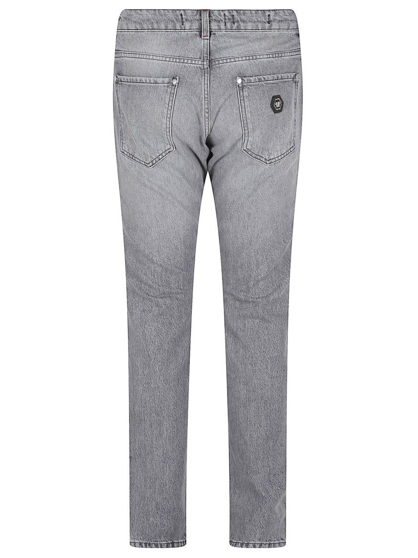 Philipp Plein Straight-Leg Grey Denim Jeans