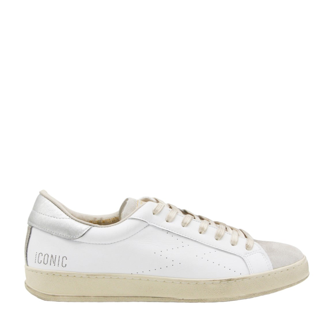Moaconcept Minimalist White Leather Sneakers With Suede Accents