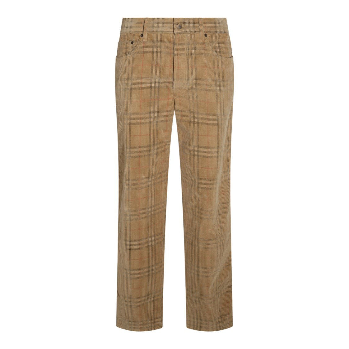 Burberry Plaid Corduroy Trousers With Straight-Leg Silhouette