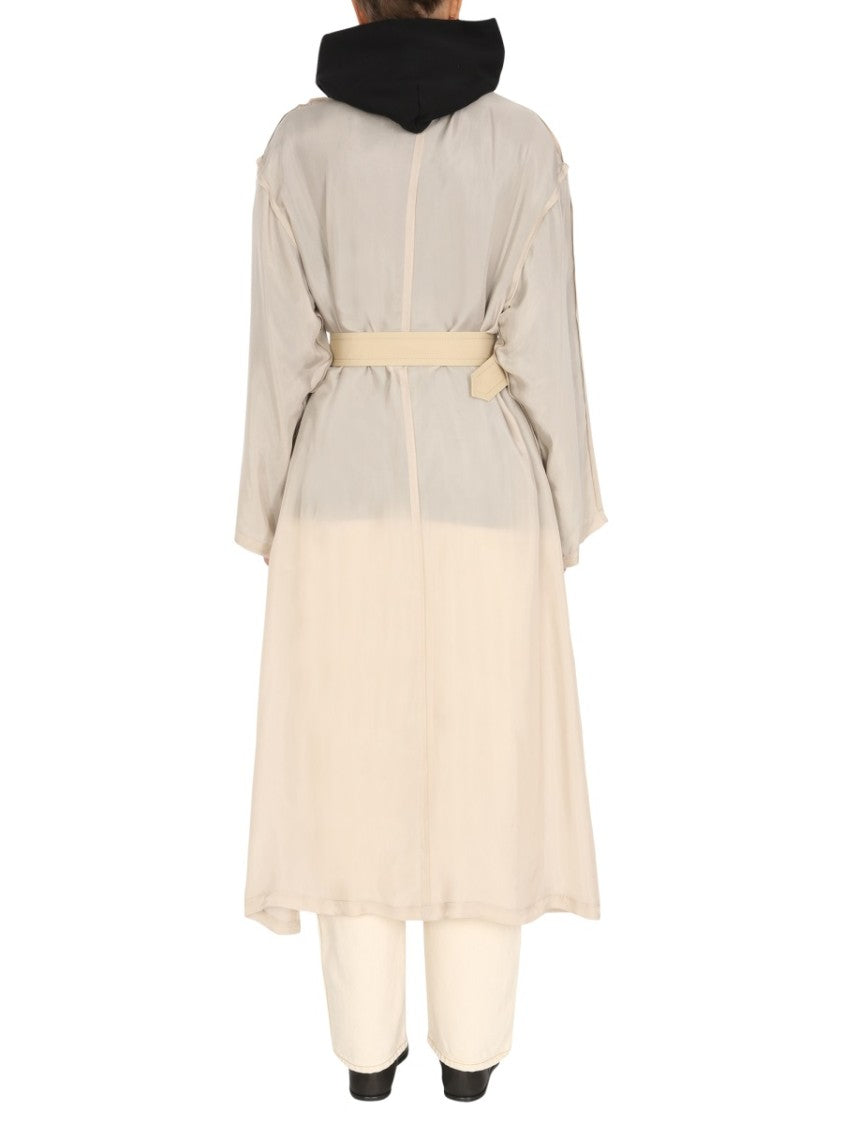 Maison Margiela Two-Material Trench Coat With Belted Waist