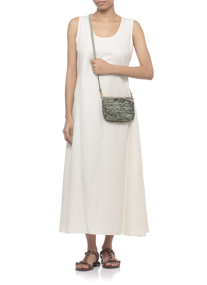 Majo Fringed Green Majo Leather Shoulder Bag