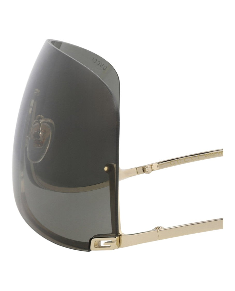 Gucci Shield-Frame Metal Sunglasses