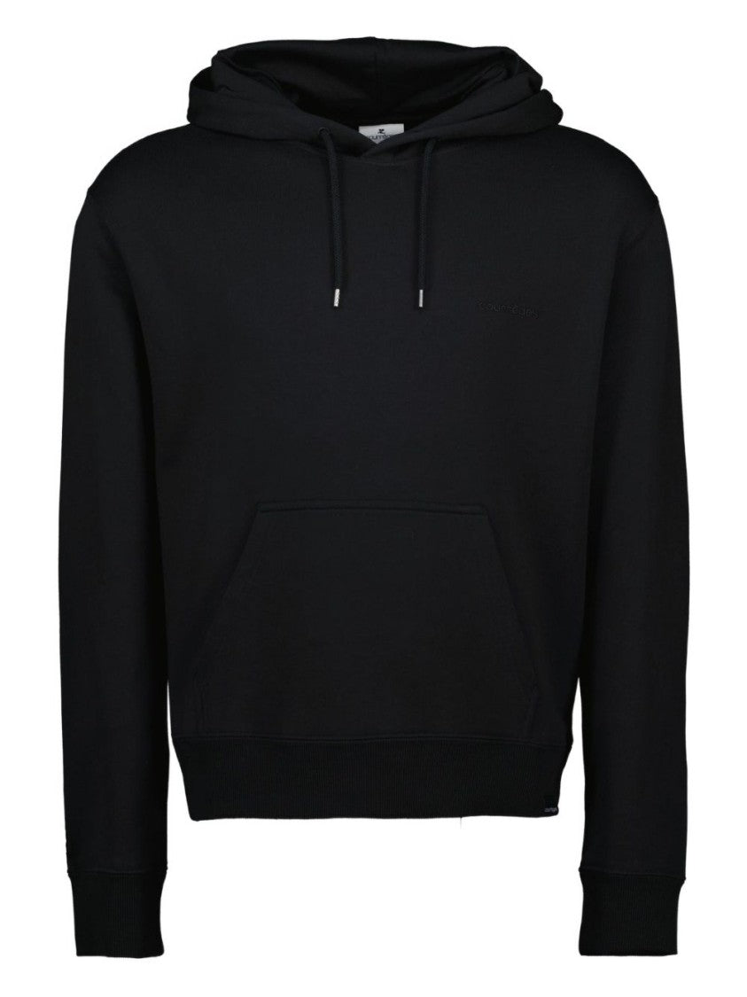 Courrèges Black Cotton Embroidered Logo Sweatshirt