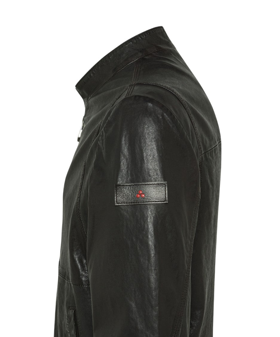 Peuterey Stylish Grey Biker Leather Jacket