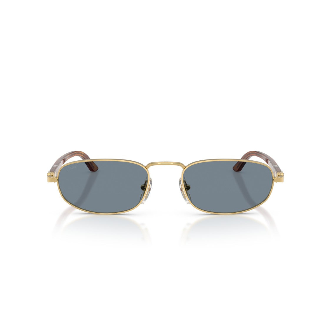 Persol 0Po1028s Rectangular Gold Metal Sunglasses With Tortoiseshell Arms