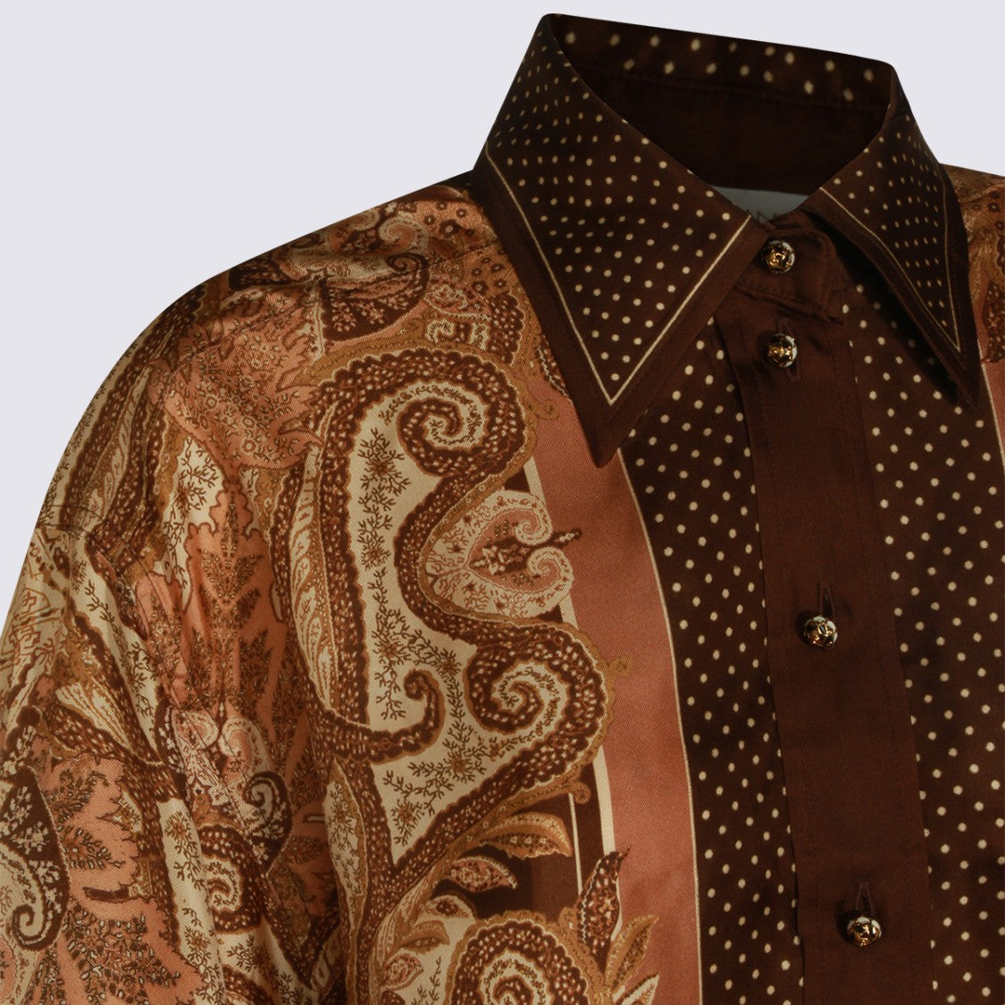 Zimmermann Intricate Paisley And Polka Dot Patterned Brown Shirt
