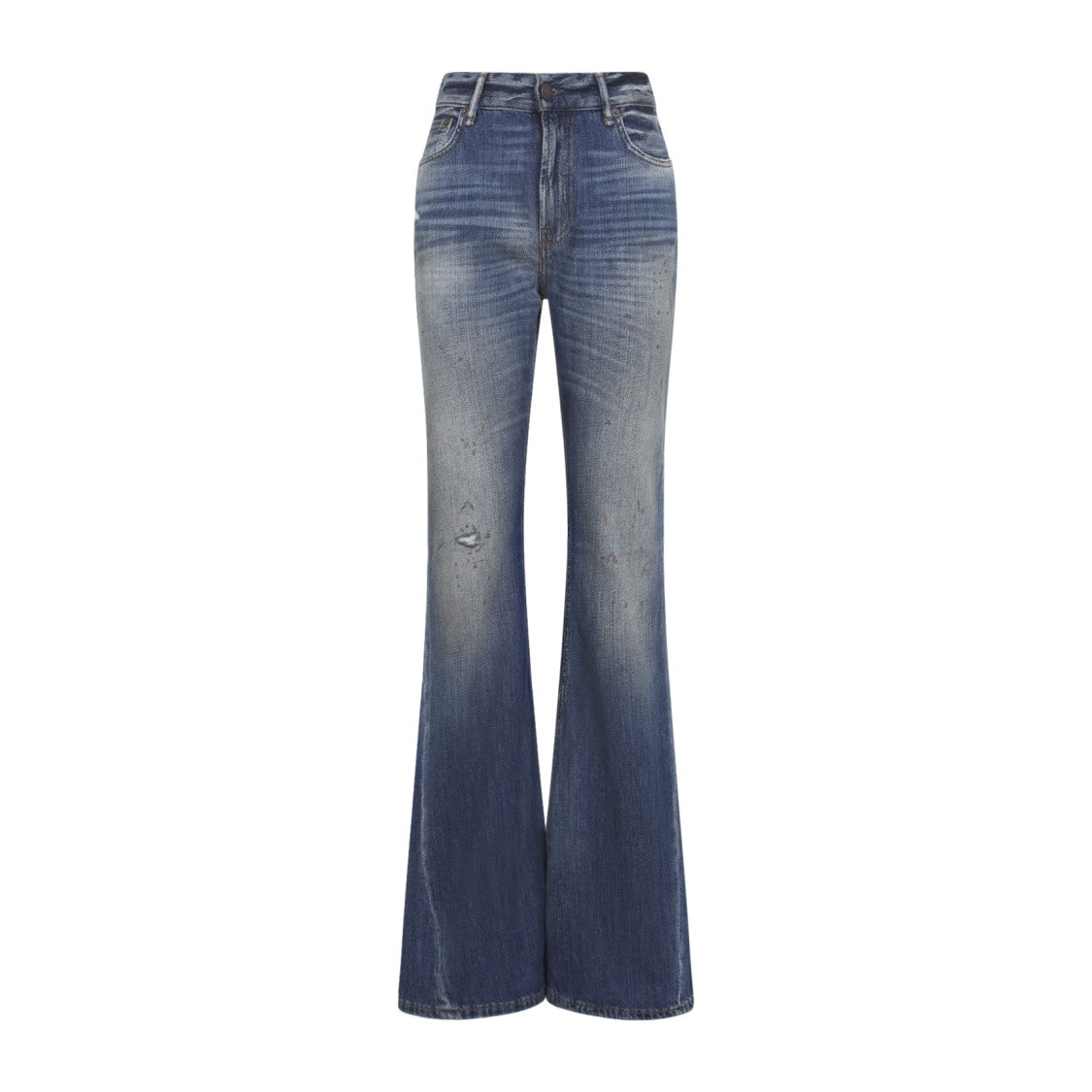 Acne Studios High-Waisted Flared Jeans With Faded Blue Wash And Distressing