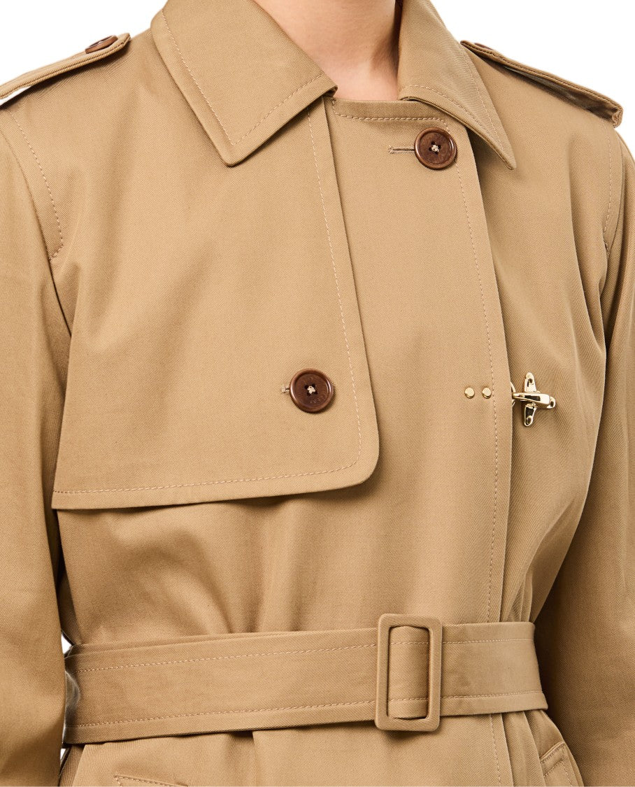 Fay Double-Breasted Trench Coat With Adjustable Straps And Classic Design