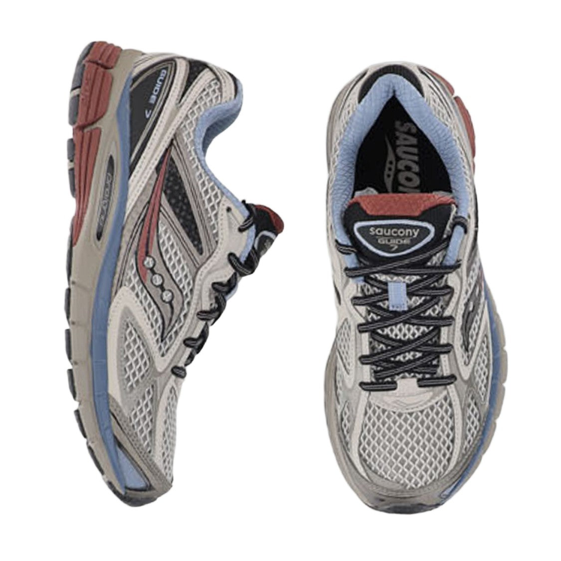 Saucony Multi-Panel Silver Sneakers With Breathable Mesh