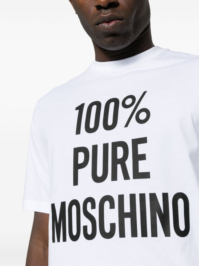 Moschino Optical White Cotton Jersey Crew Neck T-Shirt
