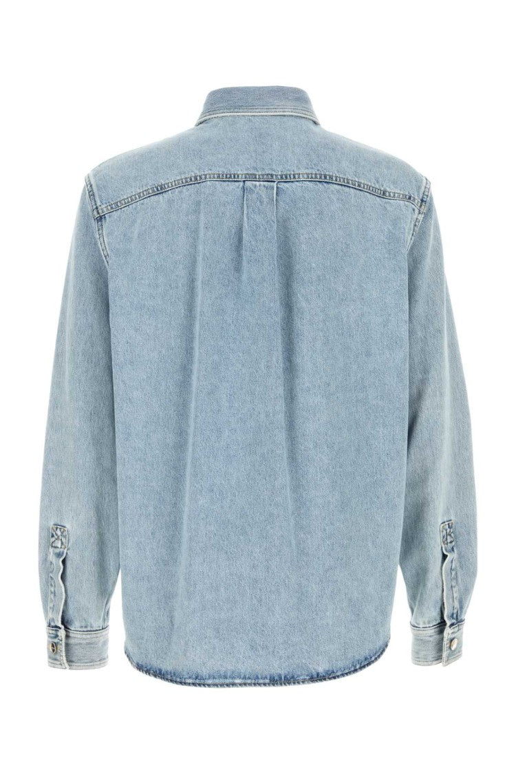 Gucci Light Wash Denim Shirt With Button-Down Front