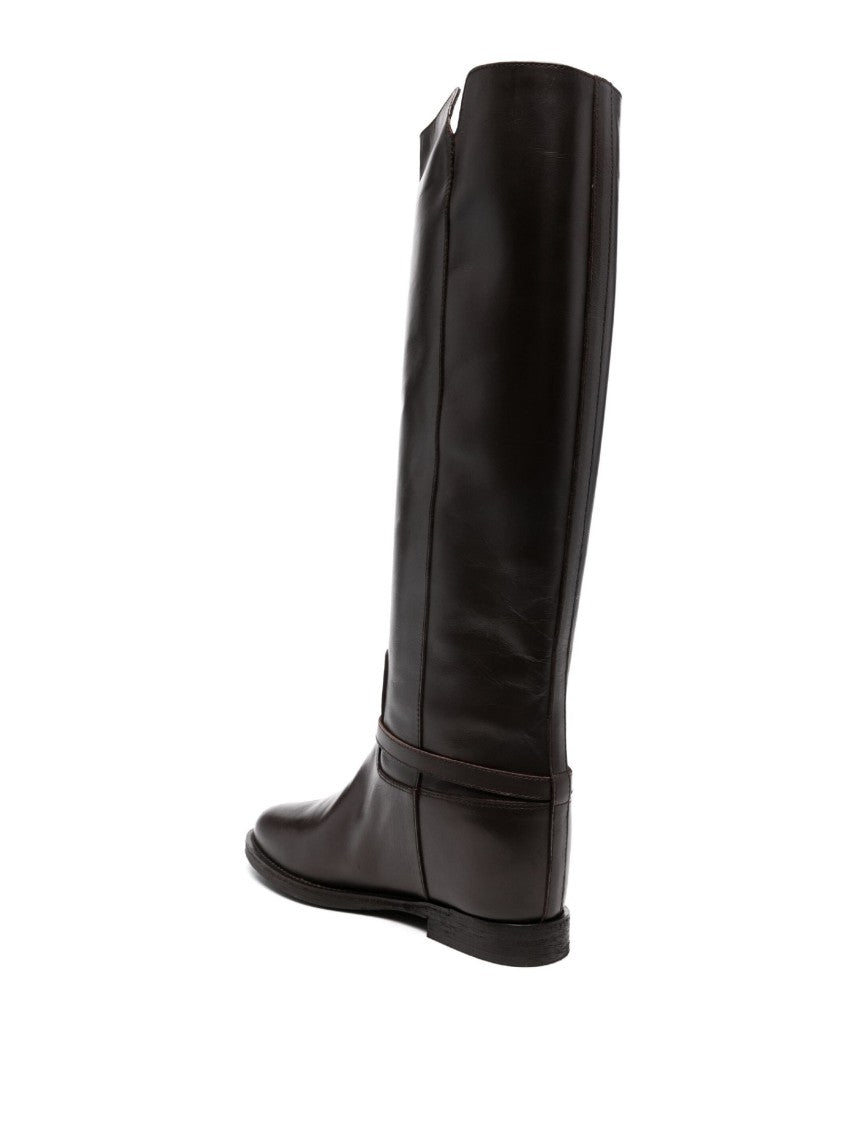 Via Roma 15 Knee-High Charm Boots With Decorative Buckle Detail
