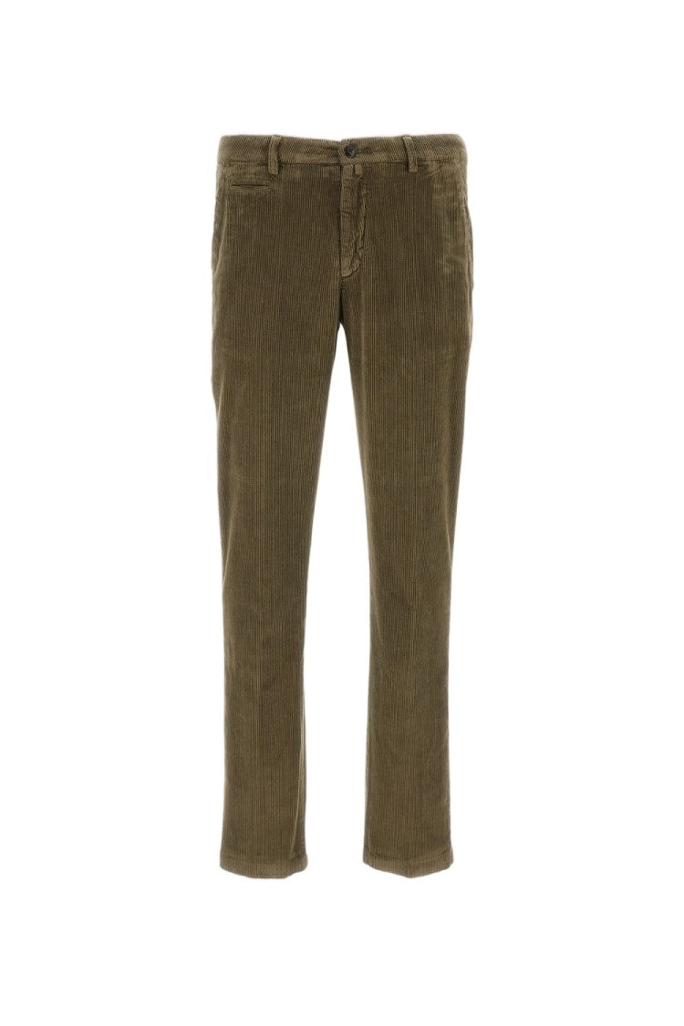 Briglia 1949 Green Cotton Corduroy Slim Straight-Leg Pants