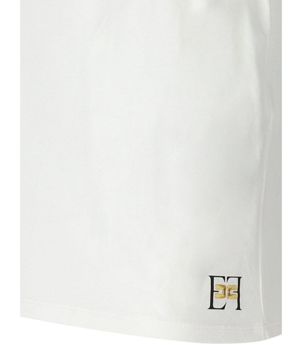 Elisabetta Franchi White T-Shirt With Brooch