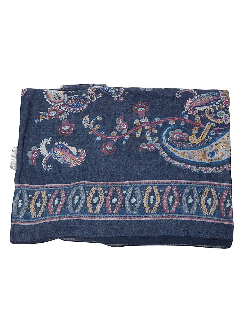 Etro Vibrant Paisley Floral Modal-Cashmere Blend Scarf