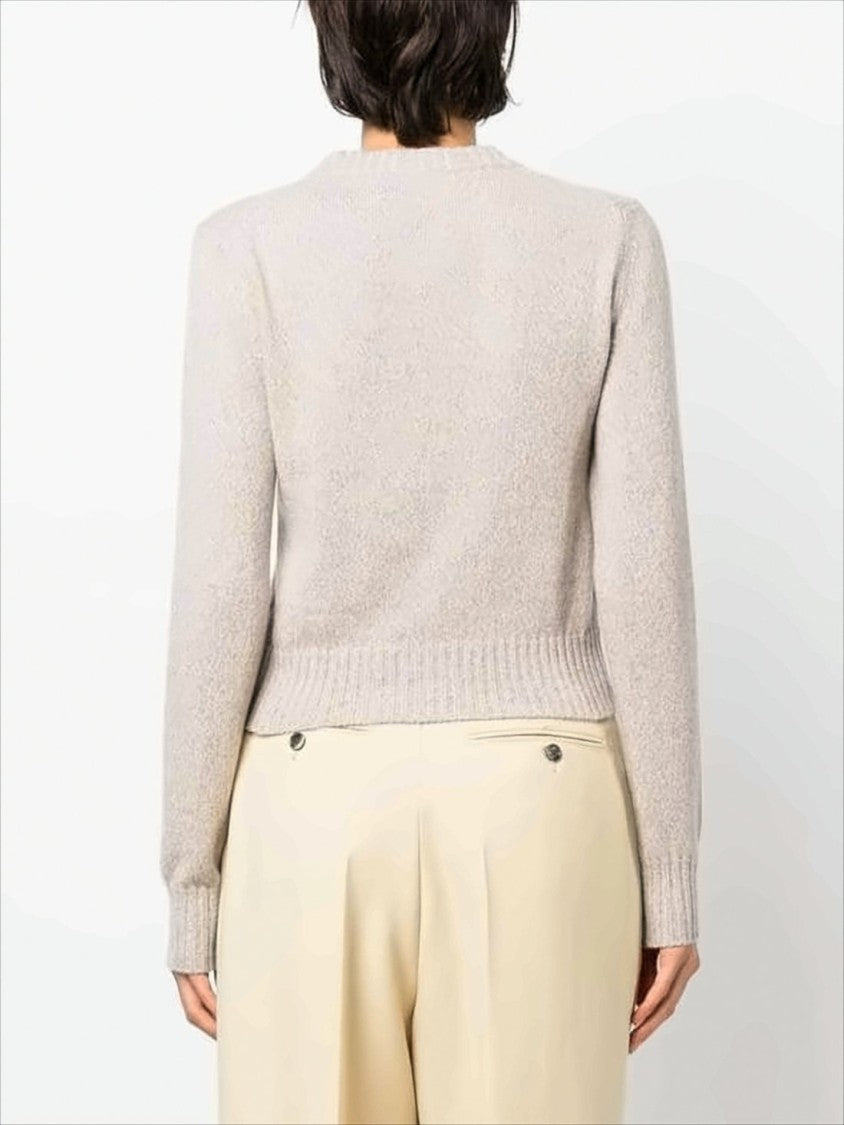 Ami Finely Knit Cashmere Sweater With Ribbed Details