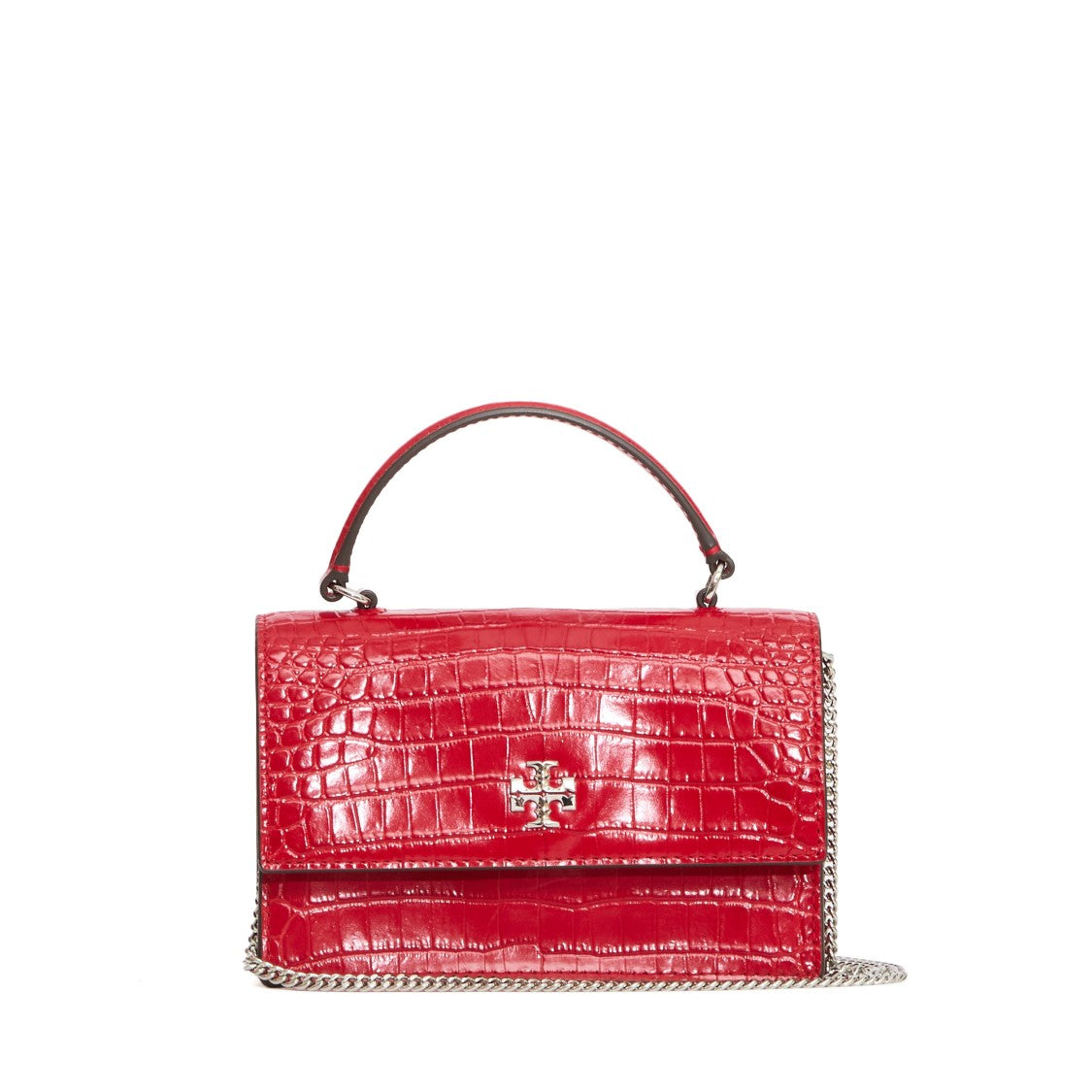 Tory Burch Kira Mini Chain Wallet With Top Handle In Crocodile Effect