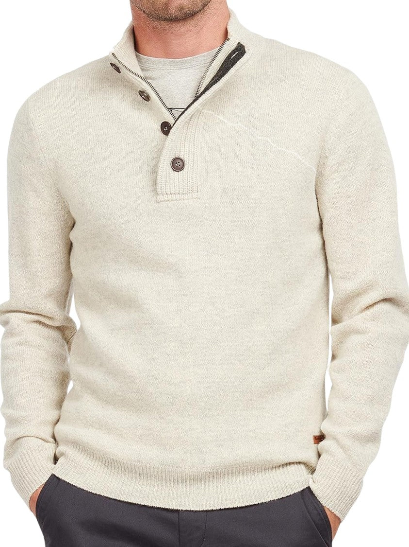 Barbour High-Neck Half Buttoned Knit Jumper